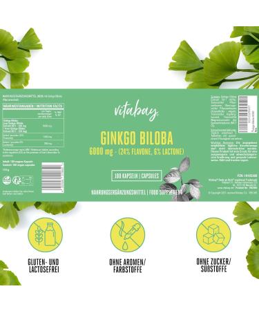 Buy Vitabay Ginkgo Biloba 6000 mg - 180 Capsules | 24% Flavone 6% Lactone | High-Quality Lab-Tested | International Shipping Available - Buy Online on GoSupps.com