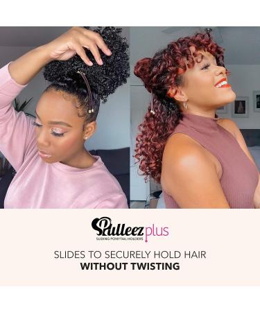Pulleez Plus Sliding Ponytail Holder Set - 4 Pack Acrylic Charm Hair Ties (2 Brown/2 Black) - Buy Online on GoSupps.com
