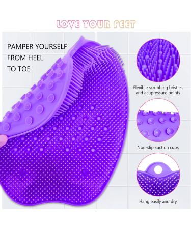 AXLOFO XL Shower Foot Scrubber Mat - Non-Slip Exfoliating Massager for Feet - Purple - Buy Online on GoSupps.com
