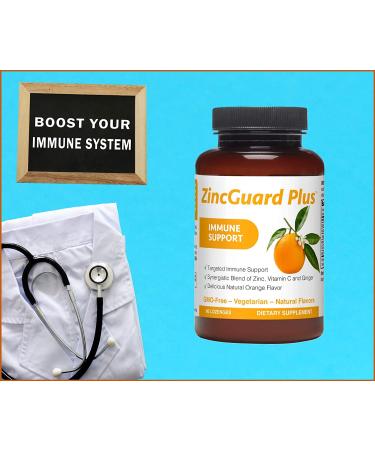 ZincGuard Plus Lozenges: Immune Support with Vitamin C & Ginger - 60 Vegan, GMO-Free Orange Lozenges - Buy Online on GoSupps.com