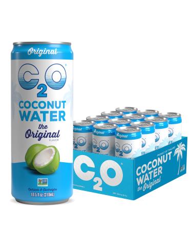 C2O Original Coconut Water, 10.5 FL OZ (12 Pack Sleek Can)