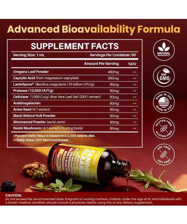 Candida Cleanse Detox with Triple-Targeting Technology All-in-1 Synergy Formula with Caprylic Acid Oregano Black Walnut & Wormwood Yeast Detox Gut Health Digestive & Immune Health (2 Fl Oz) 2 Fl Oz (Pack of 1) - Buy Online on GoSupps.com