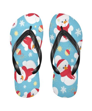 Mnsruu flip-flops with Christmas snowman snowflakes snow blue for home hotel spa bedroom travel s for men and women