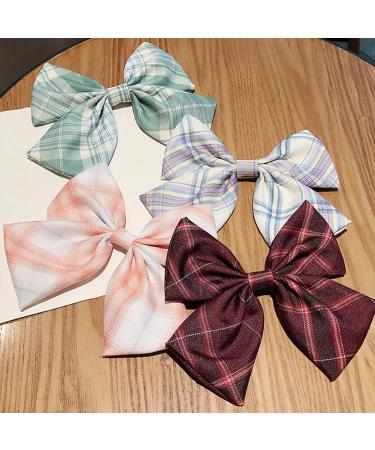 Large Bow Checked Hair Clips Hair Pins JK Uniform Bowknot Embroidery Butterfly Alligator Clips Ponytail Holder Barrette Bobby Pins for Women Girls Party Hair Accessories - Buy Online on GoSupps.com