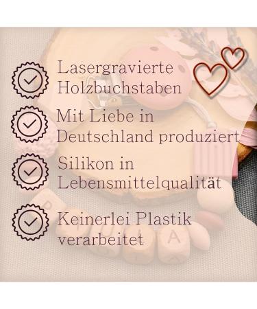 Personalized Storchenkind Baby Gift - Custom Name | Various Colors | Gift Packaging Included | Laser-Engraved Wooden Letters | Food-Safe Silicone | Boys & Girls - Buy Online on GoSupps.com