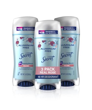 Secret Aluminum Free Deodorant for Women, Rose Scent, 2.4 oz, Pack of 3 Secret Aluminum Free, Rose Scent, Pack of 3