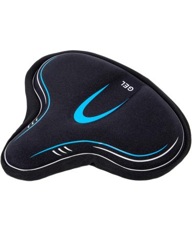 YBEKI Wide Bike Seat Cover - Gel and Foam Cushioned Bicycle Saddle for Indoor Cycling (Blue) - Buy Online on GoSupps.com