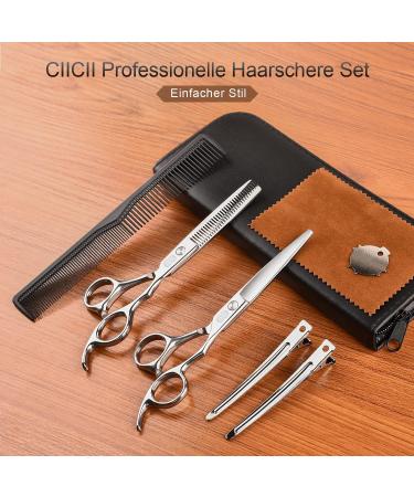 Ciicii Professional Hair Cutting Scissors Set - Premium Hairdressing Scissors for Men Women Pets | Silver Salon Scissors for Family Hairdressers - Buy Online on GoSupps.com