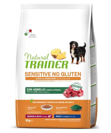 Natural Trainer Sensitive No Gluten - Medium-Maxi Adult Dog Food with Lamb and Whole Grains - 3kg