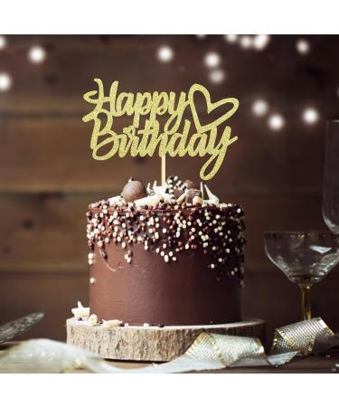 Sumerk Gold Glitter Happy Birthday Cake Topper 1PC Cake Toppers for Birthday Party Decorations Supplies - Buy Online on GoSupps.com