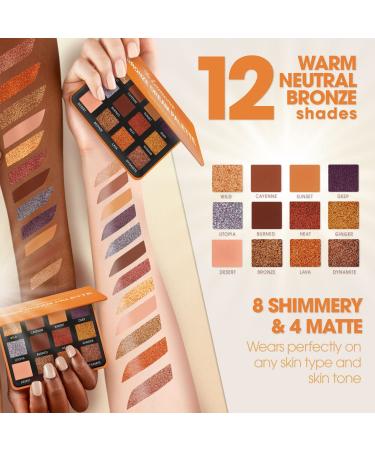 Nude Bronze Neutral Eyeshadow Palette - 12 Highly Pigmented Shimmer Matte Colors for Professional Makeup Looks - Travel Size Palette - Buy Online on GoSupps.com