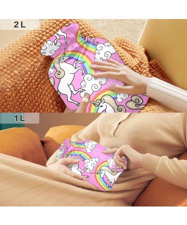 Buy Unicorn Hot Water Bottle 2L - Rainbow & Cloud Cover | BAP Free for Pain Relief | Large Hot Water Bag for Bed Hand & Feet - Buy Online on GoSupps.com