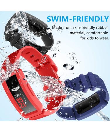 eseekgo Compatible with Fitbit Ace 2 Bands for Kids 6+  3-Pack Colorful Silicone Rubber Adjustable Replacement Sport Swim-Friendly Bands for Girls Boys  Black+Navy+Red A. Black+Navy+Red - Buy Online on GoSupps.com