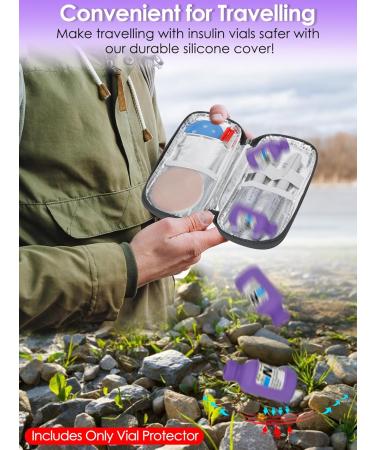 YOUSHARES Insulin Vial Cover - Durable Silicone Protector for 10ml Short Insulin Vials Soft & Flexible Diabetes Care Case (Purple) - International Shipping Available - Buy Online on GoSupps.com