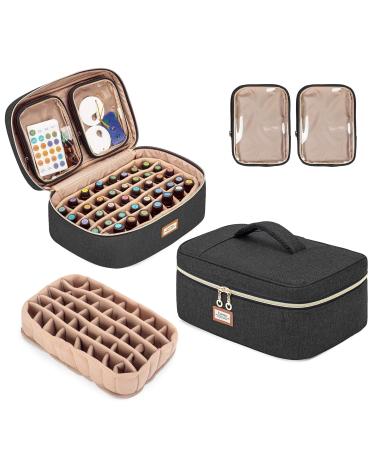 CURMIO Essential Oil Storage Case - 40 Bottle Organizer with 2 Detachable Pouches and Handle, Black (Bag Only) - Buy Online on GoSupps.com