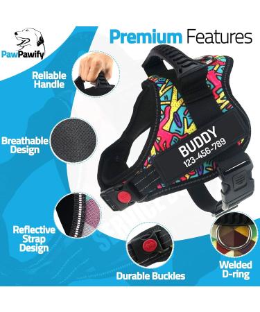 Pawpawify Customizable Dog Harness No Pulling Perfect for Training & Walking | Durable Comfortable Fit for S Chest 20-25in Personalize with Name & Phone Number - Buy Online on GoSupps.com