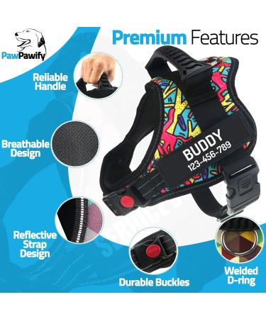 Pawpawify Custom Dog Harness - No Pull Choke-Free Training for XXL Doodles (Chest 33-46in) - Durable & Personalized Name/Phone - Buy Online on GoSupps.com