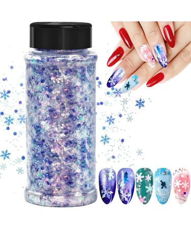 Christmas glitter 100g Christmas art glitter sequin for epoxy resin laser snowflake Christmas tree flakes for nails face make-up body glitter festival decoration (SD-07)