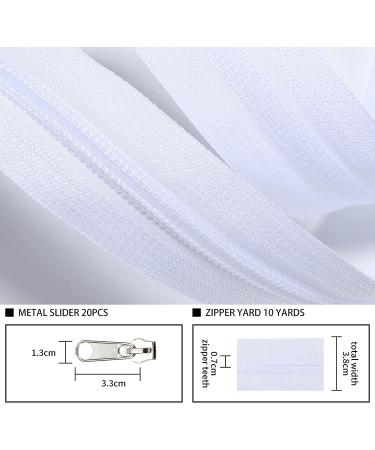 Kimix 10 Yards Bulk White Nylon Coil Zippers by The Yard with Silver Sliders - Perfect for Sewing, Tailoring, and Crafts - Buy Online on GoSupps.com