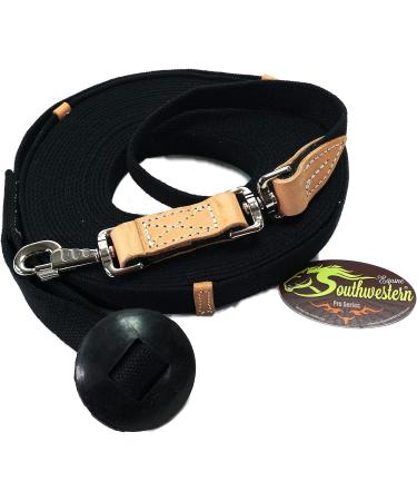Southwestern Equine 35' Black Cotton Web Lunge Line with Bolt Snap & Rubber Stop - Buy Online on GoSupps.com