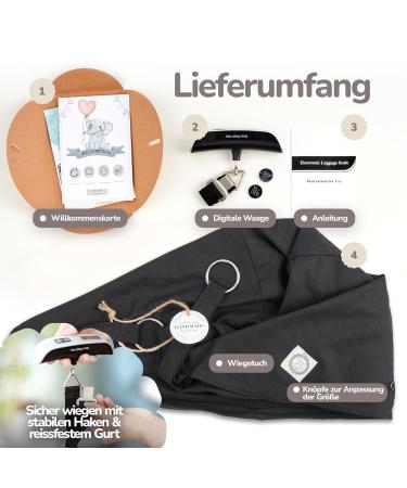 Buy Baby Weighing Towel with Digital Scale - 100% Linen & Cotton Weighs Infants up to 13kg - Midwife Black - International Shipping Available - Buy Online on GoSupps.com