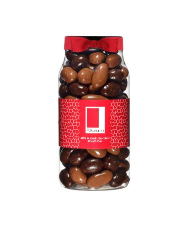 Rita Farhi Milk and Dark Chocolate Covered Brazil Nuts in a Gift Jar | Vegetarian and Chocolate Gift - Chocolate Coated Nuts - 740 g - New Palm Oil Free Recipe