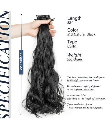 Buy 22-Inch Clip-In Hair Extensions - Natural Black Thick & Curly | 180g Synthetic Hair for Women - Buy Online on GoSupps.com