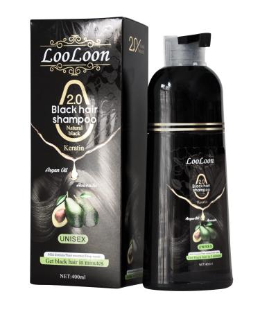 Black Hair Dye Shampoo for Men and Women  400ml: Permanent Black Hair Dye Shampoo for dark hair with Natural ingredients  Ammonia-free black hair dye shampoo