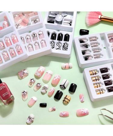 Maitys 120pc Short Square Rhinestone Flower Full Cover Press-On Nails - Glossy Acrylic Designs for Nail Salon & DIY Decoration - Women/Girls - Buy Online on GoSupps.com