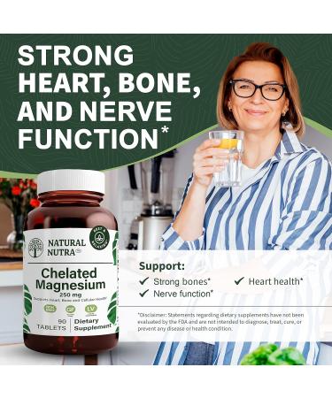 Natural Nutra Chelated Magnesium Oxide Supplement 250mg - 90 Tablets, Promotes Healthy Bones, Heart Health & Energy Levels - High Absorption Amino Acid Chelate Formula - Buy Online on GoSupps.com