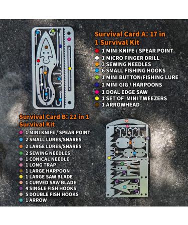 PSKOOK 12 Pcs Survival Multitool Card Kit - Emergency Camping EDC Gear for Outdoor Hunting, Fishing, Hiking - Buy Online on GoSupps.com