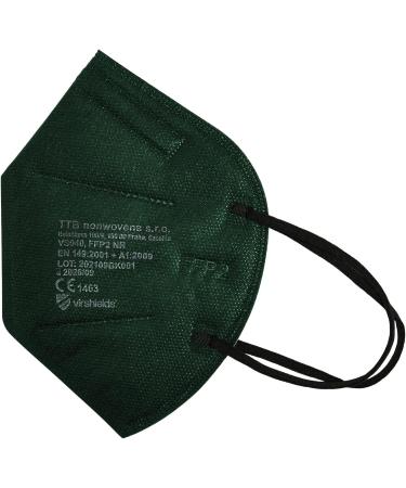 Virshields FFP2 Mundsprung Mask - 94% PFE 99.99% VFE 5-Layer Protection EN 149:2001 Made in EU Dark Green - 10-2000 Pieces Available - Buy Online on GoSupps.com