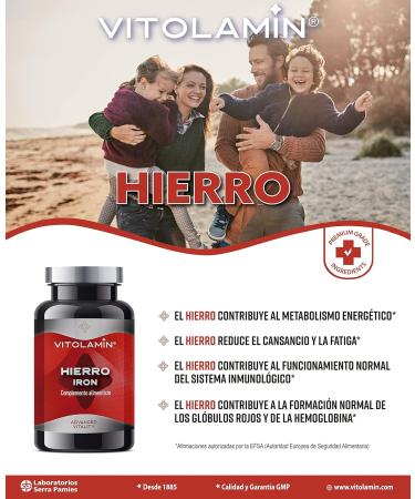 Serra Pamies Laboratories Vitolamin Iron 180 natural tablets contributes to energy metabolism and reduces fatigue and fatigue - Buy Online on GoSupps.com