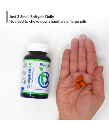 BioTrust OmegaKrill 5X EPA & DHA Fish Oil Supplement for Joint, Heart, and Skin Support | Burpless Omega-3 and Krill Oil with Immune and Eye Benefits (30 Servings) - Buy Online on GoSupps.com