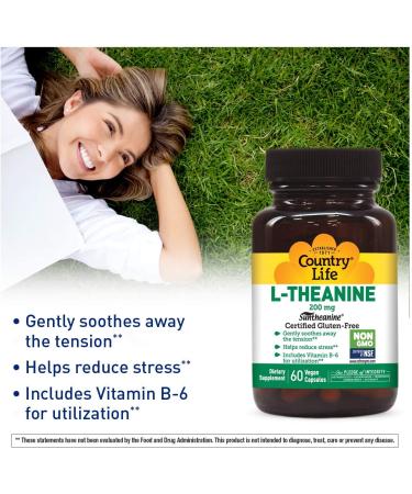 Country Life L-Theanine 200mg 60-Count (1 Pack) - Natural Stress Relief & Relaxation - Buy Online on GoSupps.com