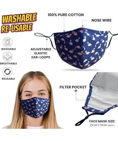 Face Masks with Nose Wire Washable UK Women 3 Layers 100% Cotton Face Masks for Glasses Wearers | Reusable | Breathable | Filter Pocket | Adjustable air loops (2 x Masks) (Floral - O) - Buy Online on GoSupps.com
