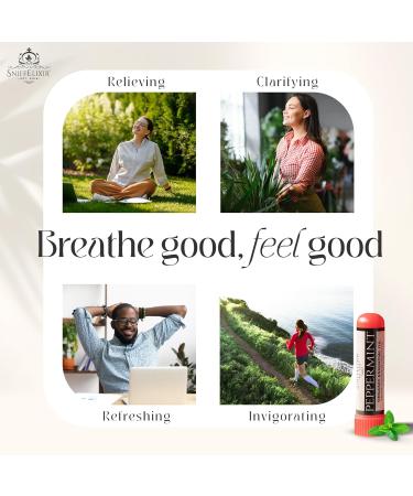 SniffElixir Peppermint Aromatherapy Nasal Inhaler Stick Essential Oil Inhaler Made with USDA Certified Organic Essential Oils Cool Refreshing Mint Aroma - Buy Online on GoSupps.com