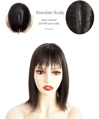 Yamel Dark Brown 10 Inch Hair Topper with Bangs for Women - Wiglets Hairpiece for Thinning Hair (Dark Brown) - Buy Online on GoSupps.com