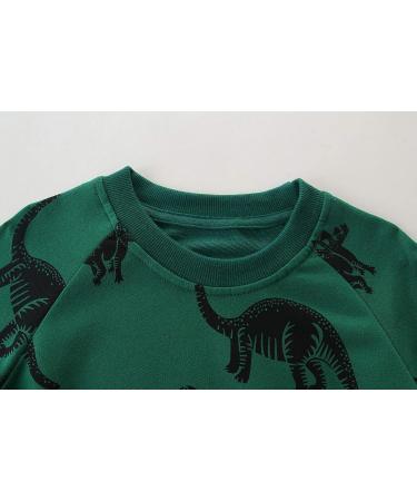 Dinosaur Sweatshirt for Boys | Kids Long Sleeve Cotton Jumper | Toddler Girls Pullover | Baby Clothes 1-8 Years | Green | Size 6-7 - Buy Online on GoSupps.com