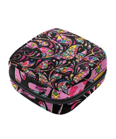 Menstrual Bag with Zipper Ladies Napkin Pouch Tampons Collection Bag for Women and Girls (Floral Paisley Pattern)