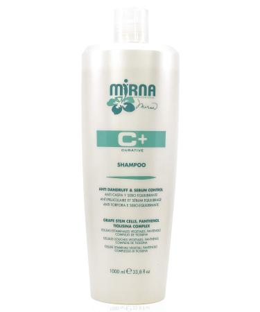 Mirna Professional Anti Dandruff and Grease Control Shampoo. Made with Grape Stem Cells Tiosilina Complex and Wheat Hydrolyzed Proteins for daily use on oily scalp and hair 1000ml / 33.8oz