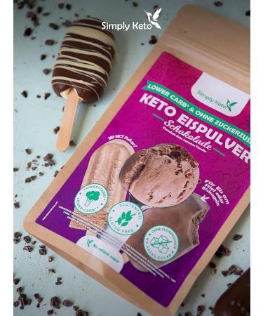 Simply Keto Low-Carb Chocolate Ice Cream - Creamy Sugar-Free 2.6g Net Carbs Gluten-Free Ketogenic Treat - 10 Portions (100g) - Buy Online on GoSupps.com