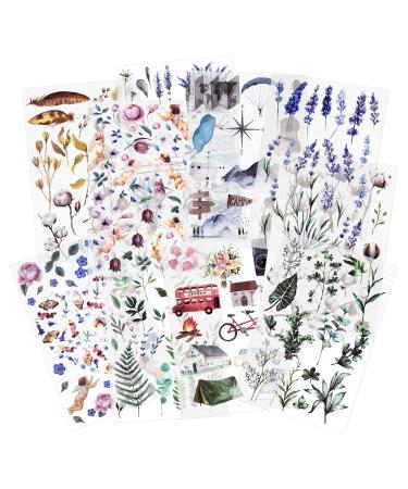 Rub On Transfer Sticker Scrapbook Stickers Flower Stickers Decoration Sticker Planner Stickers Plant Stickers for Scrapbooking Diary Album Journals DIY Arts and Crafts (Eden)