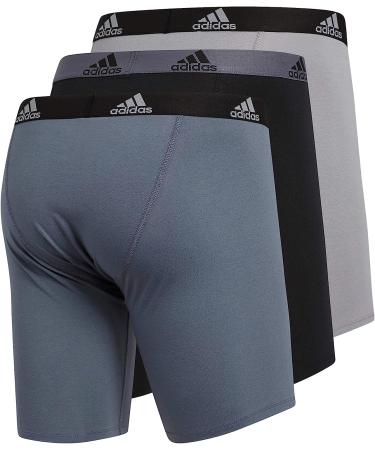 adidas Men's Stretch Cotton 3-Pack Long Boxer Brief - Small - Onix/Black/Black/Grey - Black - Buy Online on GoSupps.com