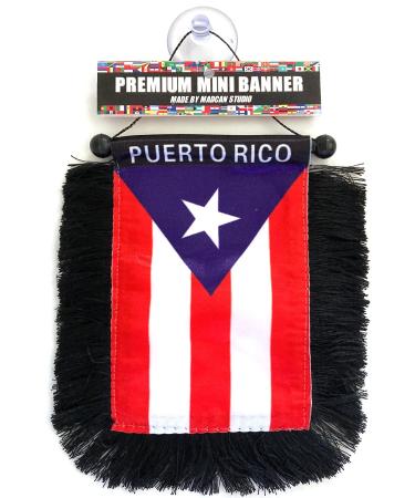 Puerto Rico flags for cars accessories sticker decals Puerto Rican PR homes Quality made banderas para autos small mini Banner hanging window car flags accessory for men women (Classic PR)