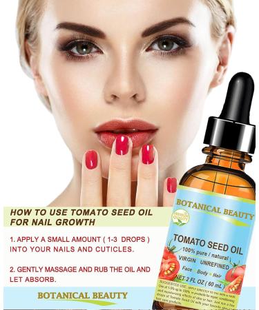 TOMATO SEED OIL 100% Pure Virgin Unrefined Cold-Pressed - Natural Carrier Oil for Face Skin Hair & Nails - 2 Fl oz | Rich in Vitamin E & Lycopene by Botanical Beauty - Buy Online on GoSupps.com