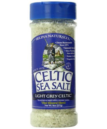 Light Grey Celtic Sea Salt Shaker – Easy to Use, Large Refillable, Reusable Glass Shaker with Additive-Free, Delicious Sea Salt - Gluten-Free, Non-GMO Verified, Kosher and Paleo-Friendly, 8 Ounces 8 Ounce (Pack of 1) Gri