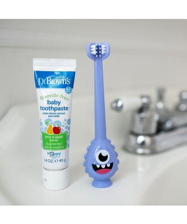 Dr. Brown's ToothScrubber Toddler Toothbrush - BPA Free - Ages 1-4 - Purple Monster Design - Buy Online on GoSupps.com