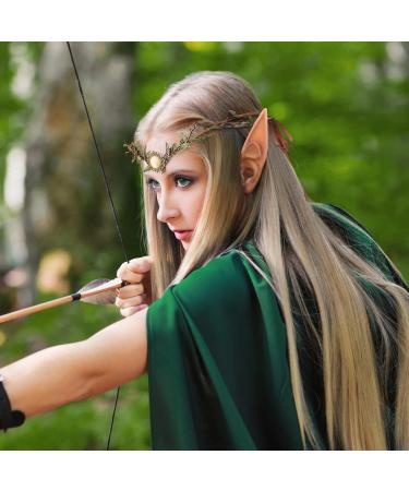 MOSTORY Elf Ears with Woodland Moon Forest Headpiece Cosplay Costumes Fairy Leaf Crown Headband and 2 Pairs Soft Elven Ears with Crystal for Women Womens Halloween Party Birthday Bridal - Buy Online on GoSupps.com