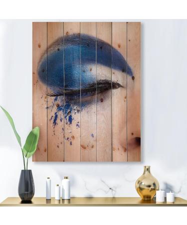 DesignQ Closed Eye Blue Fantasy Makeup Wall Art | Modern Contemporary Wood Decor | Large Pine Wood Panels - Buy Online on GoSupps.com